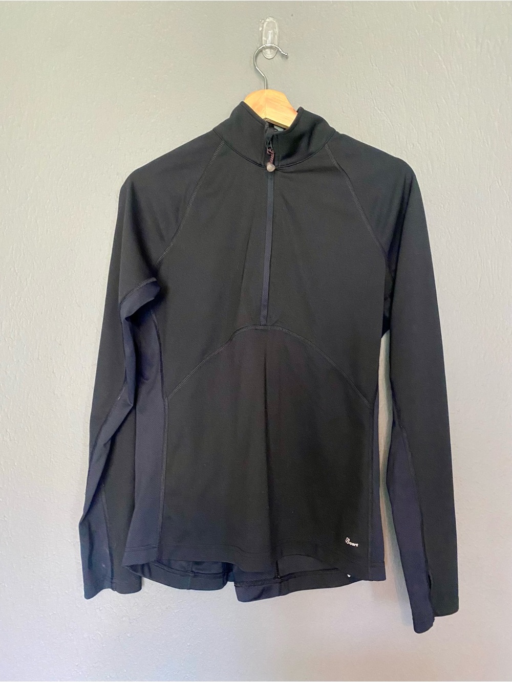 Eddie Bauer Black Motion 1/2 Zip Athletic Pullover Top Thumbholes Size L
